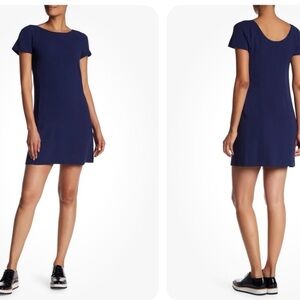 Theory navy crepe Jamelya scoop back mini dress
